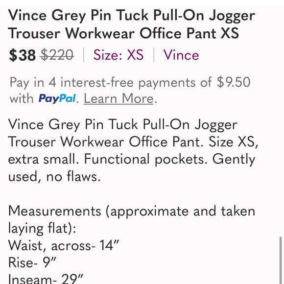 ♥️… VINCE. Tan/Grey Casual Joggers Trousers - Picture 2 of 3